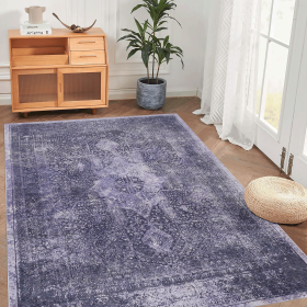 8x10 Area Rug, Washable Rug, Low-Pile, Non-Slip, Non-Shedding, Foldable, Kid & Pet Friendly - Area Rugs for living room, bedroom, kitchen (Color: as Pic)