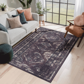 3x5 Area Rug, Washable Rug, Low-Pile, Non-Slip, Non-Shedding, Foldable, Kid & Pet Friendly - Area Rugs for living room, bedroom, kitchen (Color: as Pic)