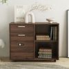 Drawer Wood File Cabinet with coded Lock, Mobile Lateral Filing Cabinet, Printer Stand with Open Storage Shelves for Home Office, Modern Popular wood