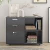 Drawer Wood File Cabinet with coded Lock, Mobile Lateral Filing Cabinet, Printer Stand with Open Storage Shelves for Home Office, Modern Popular wood