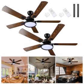 52 Inch 5 blades Ceiling Fan With Dimmable LED Light And Remote Control (Warehouse: US)
