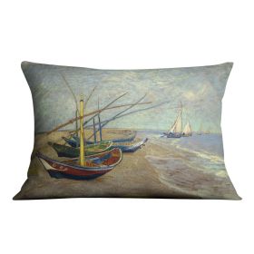 Fishing boats at Sainte Marie Cushion (Insert: Without Insert, size: 14" X 14")
