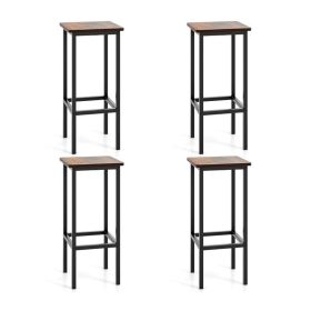 Bar Stool with Metal Legs and Footrest (type: 4 pcs, Color: Rustic Brown)
