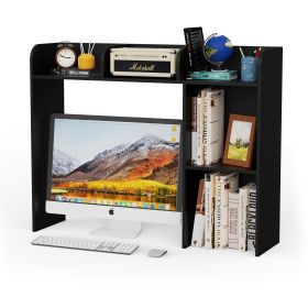 1pc Simple Dorm Desktop Storage Rack, Minimalist Wooden Bookshelf Organizer, Creative Tabletop Combination Cabinet (Color: Black)