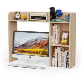 1pc Simple Dorm Desktop Storage Rack, Minimalist Wooden Bookshelf Organizer, Creative Tabletop Combination Cabinet (Color: Natural)