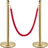 VEVOR Velvet Ropes and Posts, 5 ft/1.5 m Red Rope, Stainless Steel Gold Stanchion with Ball Top, Red Crowd Control Barrier Used for Theaters, Party