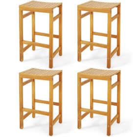 30-Inch Height Bar Chair with Saddle Shaped Seat and Sturdy Footrest (Color: Teak)