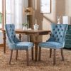Modern High-end Tufted Solid Wood Contemporary Velvet Upholstered Dining Chair with Wood Legs Nailhead Trim 2-Pcs Set