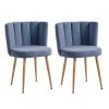 Modern dining chair(set of 2) with iron tube wood color legs, shorthair cushions and comfortable backrest, suitable for dining room, living room, cafe
