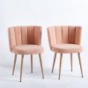 Modern dining chair(set of 2) with iron tube wood color legs, shorthair cushions and comfortable backrest, suitable for dining room, living room, cafe