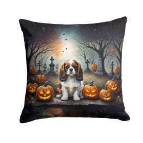 Cavalier Spaniel Spooky Halloween Throw Pillow Machine Washable, Indoor Outdoor Decorative Pillow for Couch, Bed or Patio, 14Hx14W (Default: Default)
