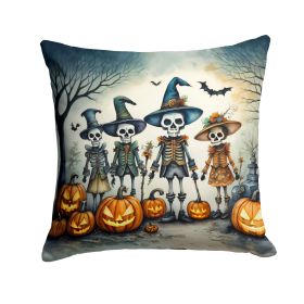 Calacas Skeletons Spooky Halloween Throw Pillow Machine Washable, Indoor Outdoor Decorative Pillow for Couch, Bed or Patio, 14Hx14W (Default: Default)