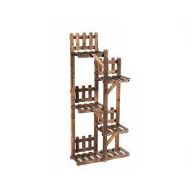 5-Tier Flower Rack Wood Plant Stand 6 Pots Display Shelf (Color: As shown in picture)