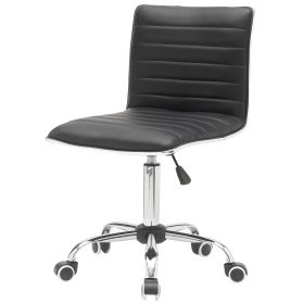White Contemporary Armless Desk Chair (Color: Black)