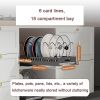 Pull-out pots and pans lid plate draining rack, cabinet built-in draining rack