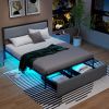 Full/Queen/Twin Size Bed Frame with LED Lights Drawer and Metal Slats