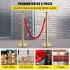 VEVOR Velvet Ropes and Posts, 5 ft/1.5 m Red Rope, Stainless Steel Gold Stanchion with Ball Top, Red Crowd Control Barrier Used for Theaters, Party