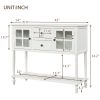 Sideboard Console Table with Bottom Shelf,Farmhouse Wood/Glass Buffet Storage Cabinet Living Room
