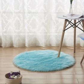 1pc, Plush Imitation Wool Area Rug for Home Living Room and Bedroom - Soft and Durable Floor Mat for Home Decor (Color: Light blue, size: Diameter 35.43inch)