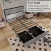 Full/Queen/Twin Size Bed Frame with LED Lights Drawer and Metal Slats