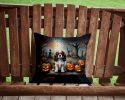 Cavalier Spaniel Spooky Halloween Throw Pillow Machine Washable, Indoor Outdoor Decorative Pillow for Couch, Bed or Patio, 14Hx14W
