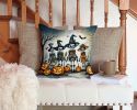 Calacas Skeletons Spooky Halloween Throw Pillow Machine Washable, Indoor Outdoor Decorative Pillow for Couch, Bed or Patio, 14Hx14W