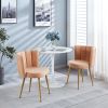 Modern dining chair(set of 2) with iron tube wood color legs, shorthair cushions and comfortable backrest, suitable for dining room, living room, cafe