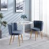Modern dining chair(set of 2) with iron tube wood color legs, shorthair cushions and comfortable backrest, suitable for dining room, living room, cafe