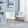Modern dining chair(set of 2) with iron tube wood color legs, shorthair cushions and comfortable backrest, suitable for dining room, living room, cafe