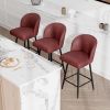 Counter Height Barstool Set of 2, 360° Swivel Upholstered Barstool with Backrest and Metal Feet, 27' Seat Height, PU Leather