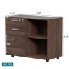 Drawer Wood File Cabinet with coded Lock, Mobile Lateral Filing Cabinet, Printer Stand with Open Storage Shelves for Home Office, Modern Popular wood