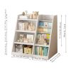 Wooden Toy Storage Organizer Cabinet Kids Bookshelf Children Bookcase Toddler Baby Sling Book Rack Adjustable Shelf for Playroom Bedroom Nursery Hallw