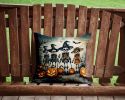 Calacas Skeletons Spooky Halloween Throw Pillow Machine Washable, Indoor Outdoor Decorative Pillow for Couch, Bed or Patio, 14Hx14W