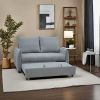 57.48" Big Size Sofa Bed Line Fabric Futon Couch with Adjustable Backrest, Modern Loveseat Sofa Sleeper for Living Room